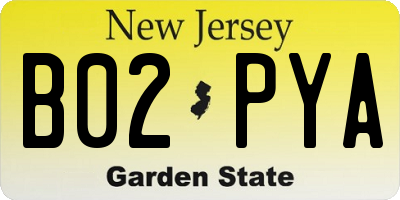 NJ license plate B02PYA