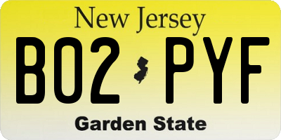 NJ license plate B02PYF