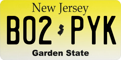 NJ license plate B02PYK