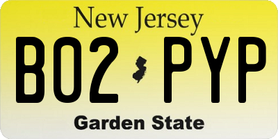 NJ license plate B02PYP