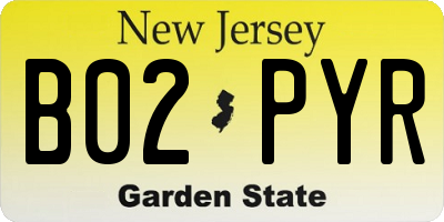 NJ license plate B02PYR