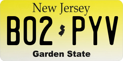 NJ license plate B02PYV