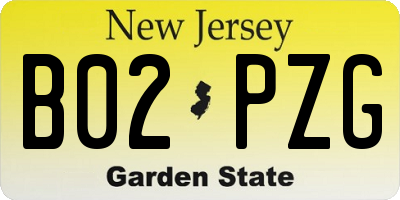 NJ license plate B02PZG