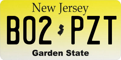 NJ license plate B02PZT