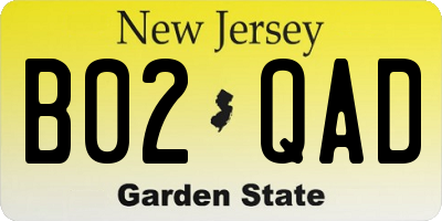 NJ license plate B02QAD