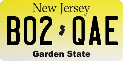 NJ license plate B02QAE