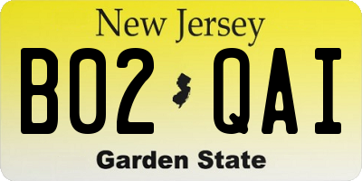 NJ license plate B02QAI