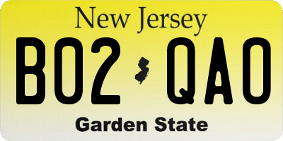NJ license plate B02QAO