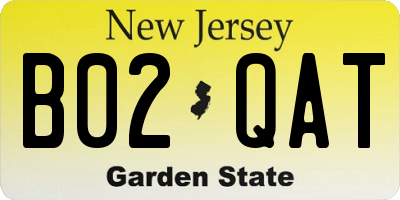 NJ license plate B02QAT
