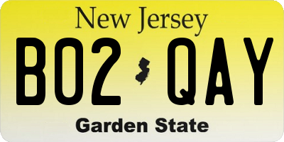NJ license plate B02QAY
