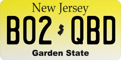 NJ license plate B02QBD