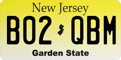 NJ license plate B02QBM