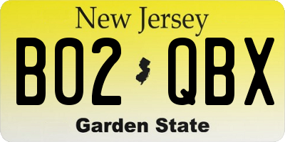 NJ license plate B02QBX