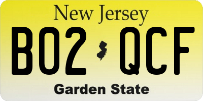 NJ license plate B02QCF
