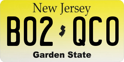 NJ license plate B02QCO