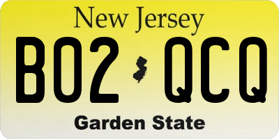 NJ license plate B02QCQ