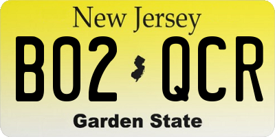 NJ license plate B02QCR