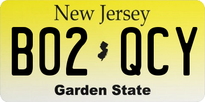 NJ license plate B02QCY