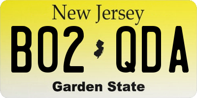 NJ license plate B02QDA