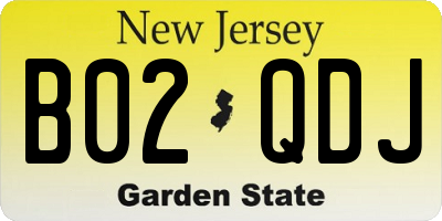 NJ license plate B02QDJ