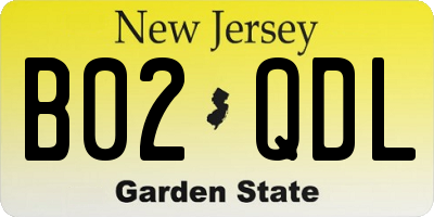 NJ license plate B02QDL