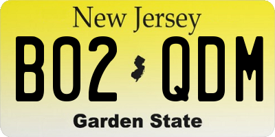 NJ license plate B02QDM