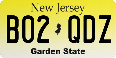 NJ license plate B02QDZ