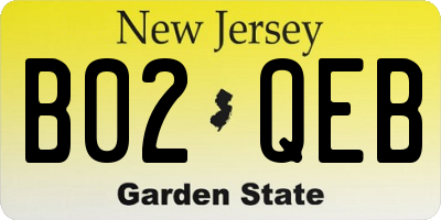 NJ license plate B02QEB