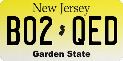 NJ license plate B02QED