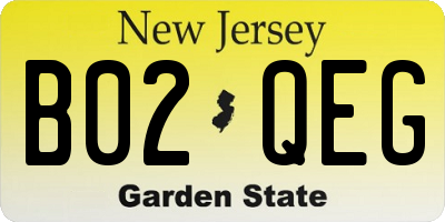 NJ license plate B02QEG