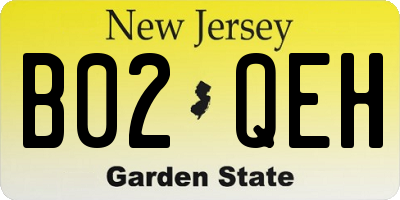 NJ license plate B02QEH