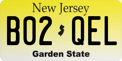 NJ license plate B02QEL