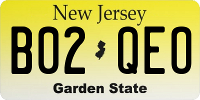 NJ license plate B02QEO