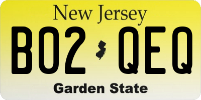 NJ license plate B02QEQ