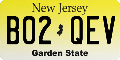 NJ license plate B02QEV