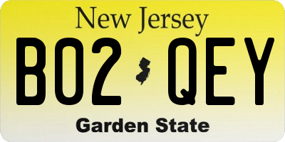 NJ license plate B02QEY