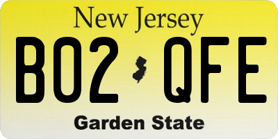 NJ license plate B02QFE