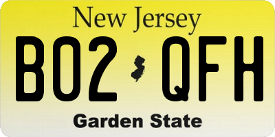 NJ license plate B02QFH