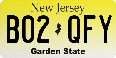 NJ license plate B02QFY