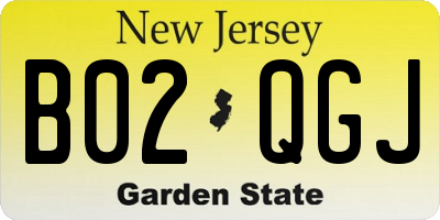 NJ license plate B02QGJ