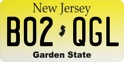 NJ license plate B02QGL