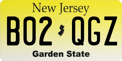 NJ license plate B02QGZ