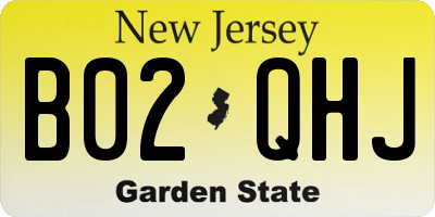 NJ license plate B02QHJ