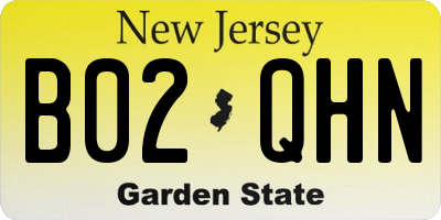 NJ license plate B02QHN