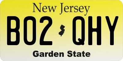 NJ license plate B02QHY