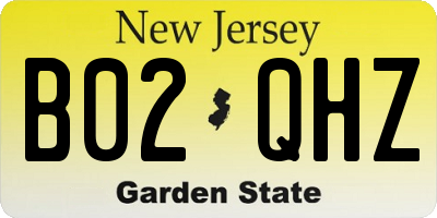 NJ license plate B02QHZ