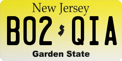 NJ license plate B02QIA