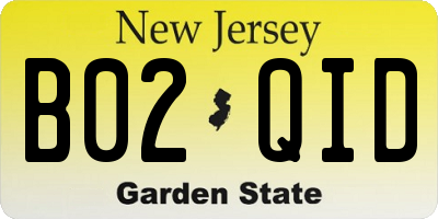 NJ license plate B02QID