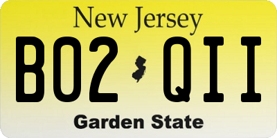 NJ license plate B02QII
