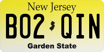 NJ license plate B02QIN